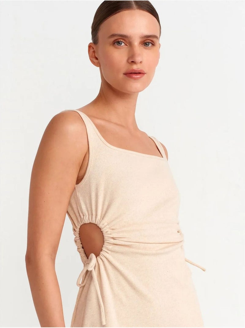 Dilvin robe midi moulante sans manches avec découpe Beige argile - Kiabi