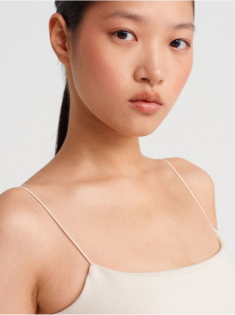 DILVIN Robe Midi Moulante Sans Manches Avec Découpe Crème - Kiabi