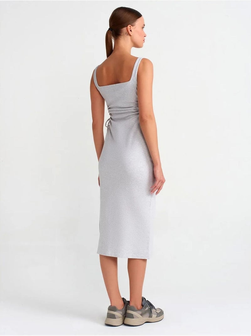 DILVIN Robe Midi Moulante Sans Manches Avec Découpe Gris clair - Kiabi