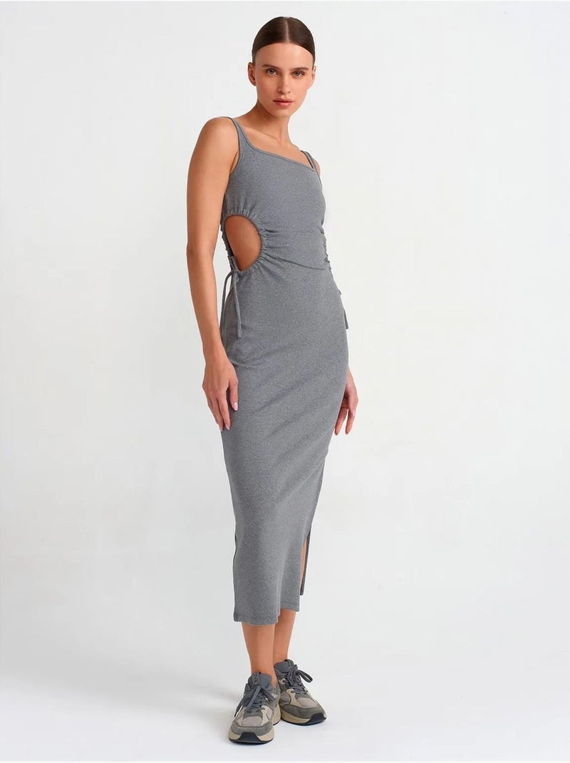 Dilvin robe midi moulante sans manches avec découpe Gris Noir - Kiabi