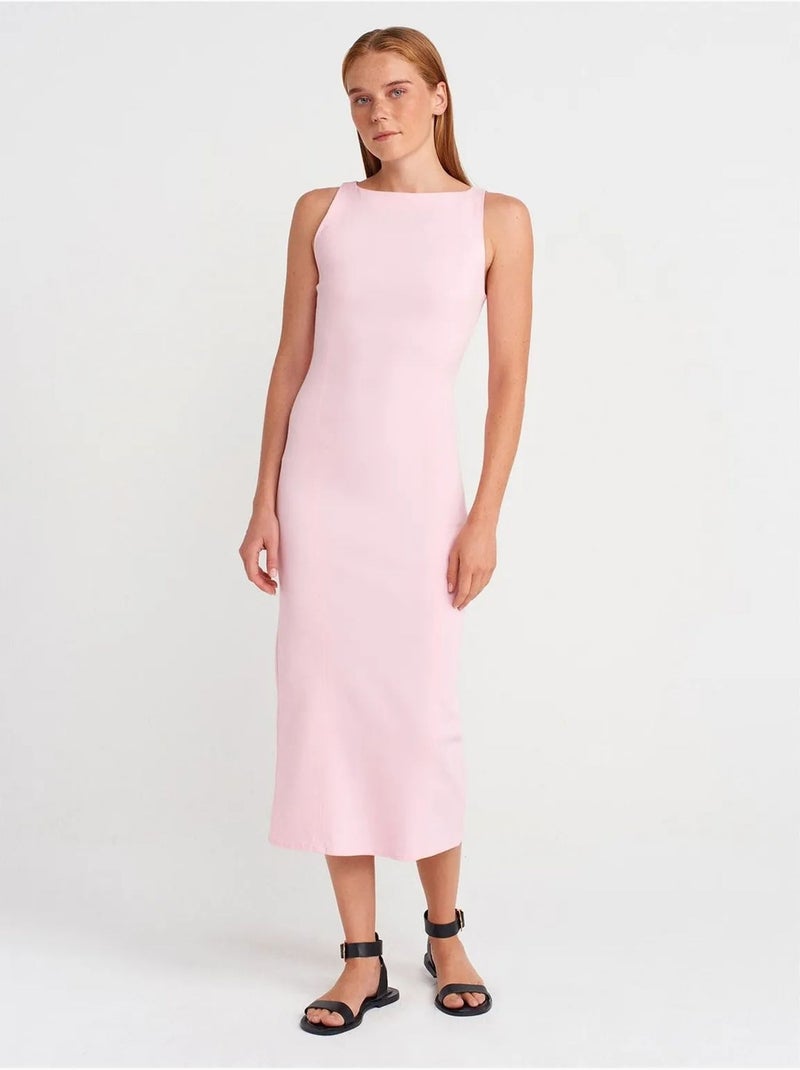 DILVIN Robe Midi Moulante Sans Manches Avec Fente Rose clair - Kiabi