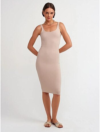 Dilvin robe midi moulante sans manches