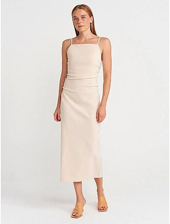 DILVIN Robe Midi Moulante Sans Manches