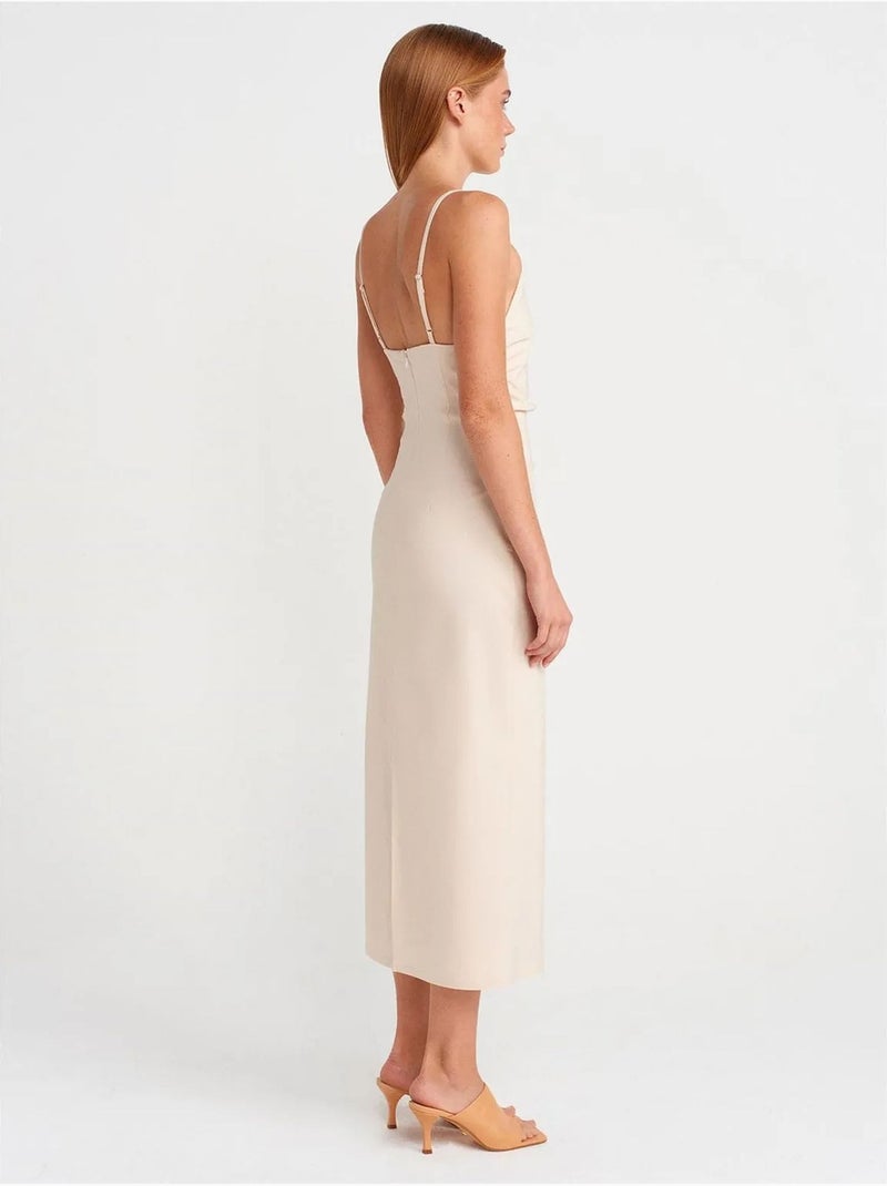 DILVIN Robe Midi Moulante Sans Manches Crème - Kiabi