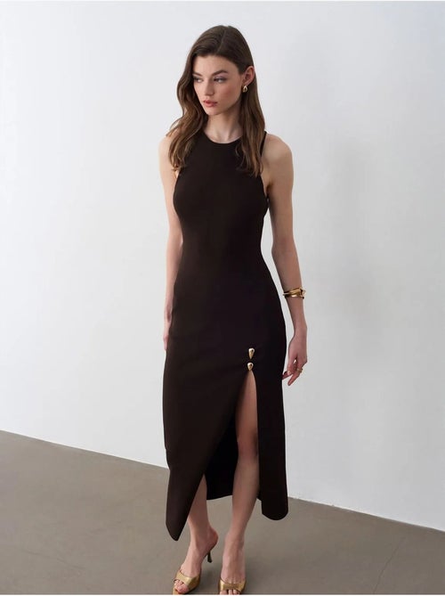 DILVIN Robe Midi Moulante Sans Manches En Maille Côtelée - Kiabi DILVIN Robe Midi Moulante Sans Manches En Maille Côtelée - Kiabi