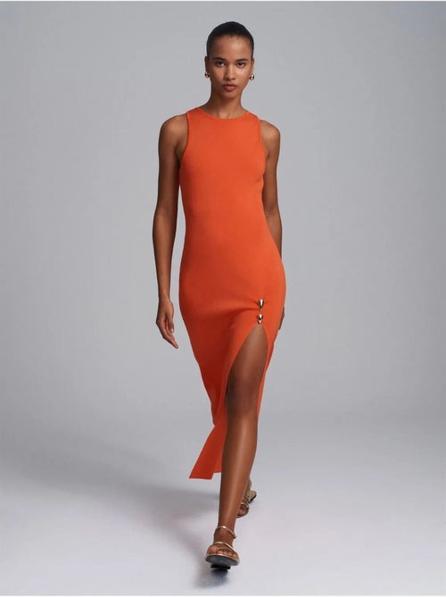 DILVIN Robe Midi Moulante Sans Manches En Maille Côtelée - Kiabi DILVIN Robe Midi Moulante Sans Manches En Maille Côtelée - Kiabi