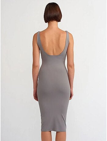 DILVIN Robe Midi Moulante Sans Manches