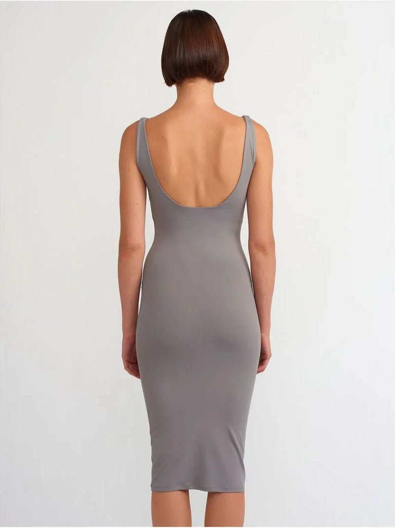 DILVIN Robe Midi Moulante Sans Manches Gris - Kiabi