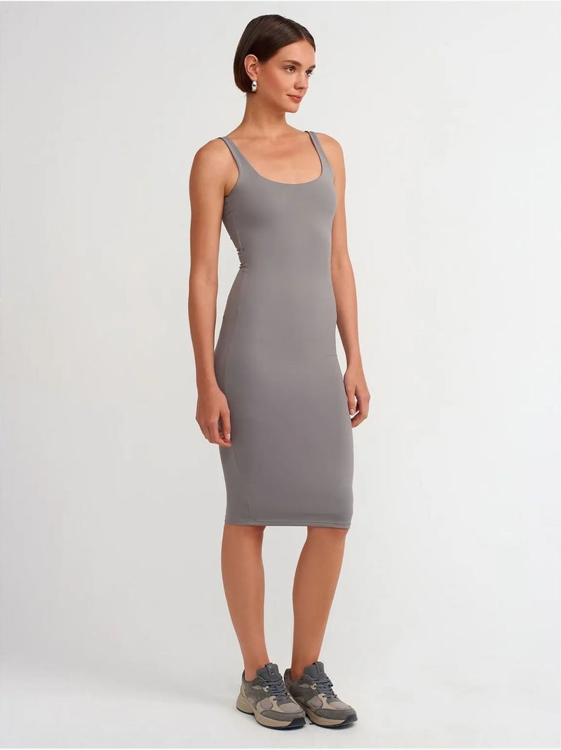 DILVIN Robe Midi Moulante Sans Manches Gris - Kiabi