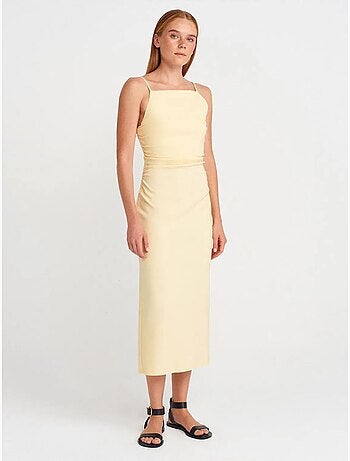 DILVIN Robe Midi Moulante Sans Manches