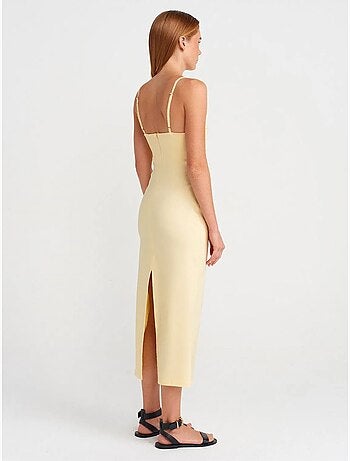 DILVIN Robe Midi Moulante Sans Manches