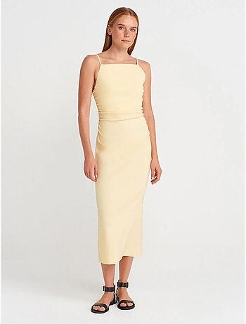 DILVIN Robe Midi Moulante Sans Manches