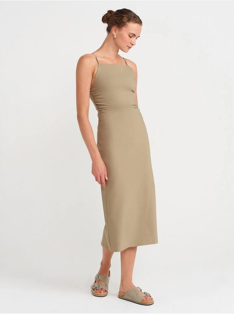 DILVIN Robe Midi Moulante Sans Manches Kaki - Kiabi