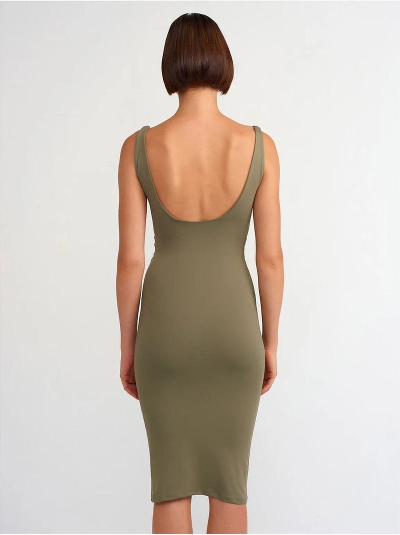 DILVIN Robe Midi Moulante Sans Manches Kaki - Kiabi