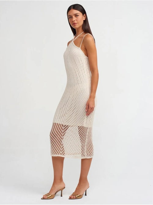 DILVIN Robe Midi Texturée À Col Halter Et Découpe - Kiabi DILVIN Robe Midi Texturée À Col Halter Et Découpe - Kiabi