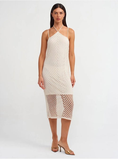 DILVIN Robe Midi Texturée À Col Halter Et Découpe - Kiabi DILVIN Robe Midi Texturée À Col Halter Et Découpe - Kiabi