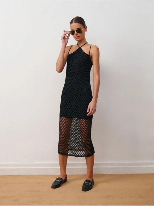 DILVIN Robe Midi Texturée À Col Halter Et Découpe - Kiabi DILVIN Robe Midi Texturée À Col Halter Et Découpe - Kiabi
