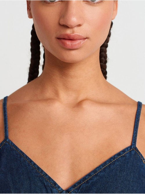 DILVIN Robe Midi Trapèze En Denim De Coton - Kiabi DILVIN Robe Midi Trapèze En Denim De Coton - Kiabi