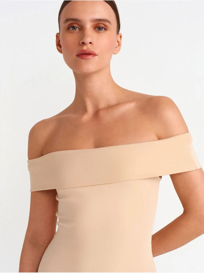 DILVIN Robe Mini Moulante À Épaules Dénudées Beige - Kiabi