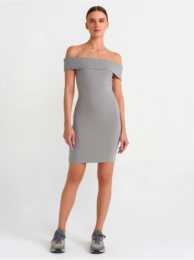 DILVIN Robe Mini Moulante À Épaules Dénudées Gris - Kiabi