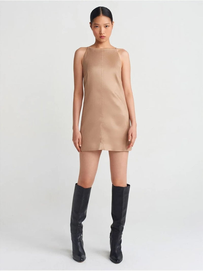 DILVIN Robe Mini Sans Manches À Fermeture Éclair Grège - Kiabi