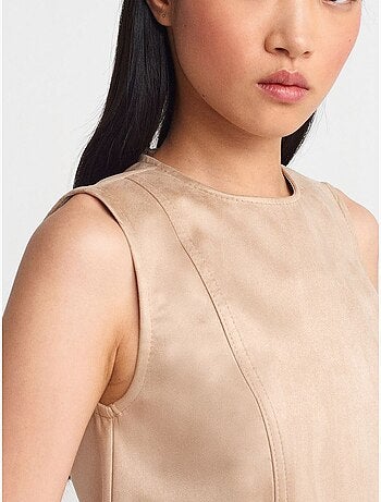 DILVIN Robe Mini Sans Manches En Similicuir