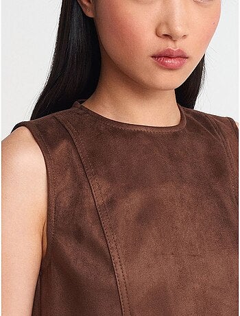 DILVIN Robe Mini Sans Manches En Similicuir