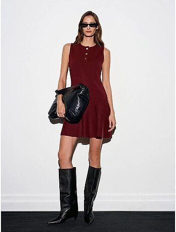 DILVIN Robe Mini Skater En Maille Sans Manches