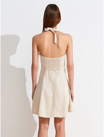 DILVIN Robe Mini Trapèze À Col Halter