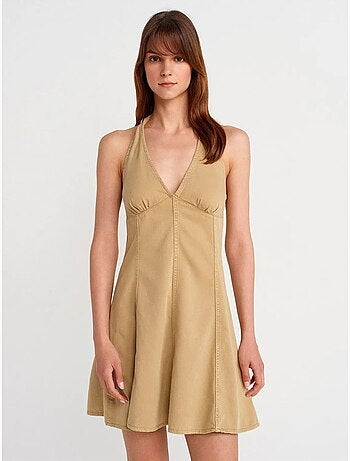 DILVIN Robe Mini Trapèze À Col Halter