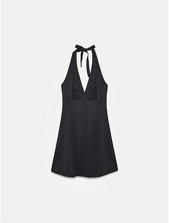 DILVIN Robe Mini Trapèze À Col Halter