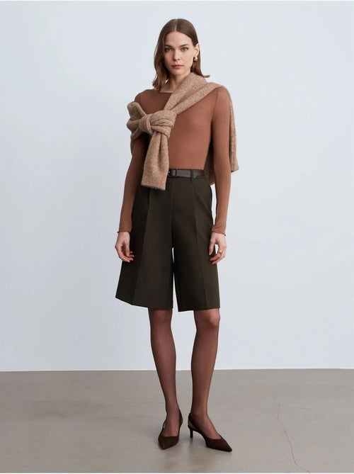 DILVIN Short À Taille Haute, Ceinture Et Jambe Large - Kiabi