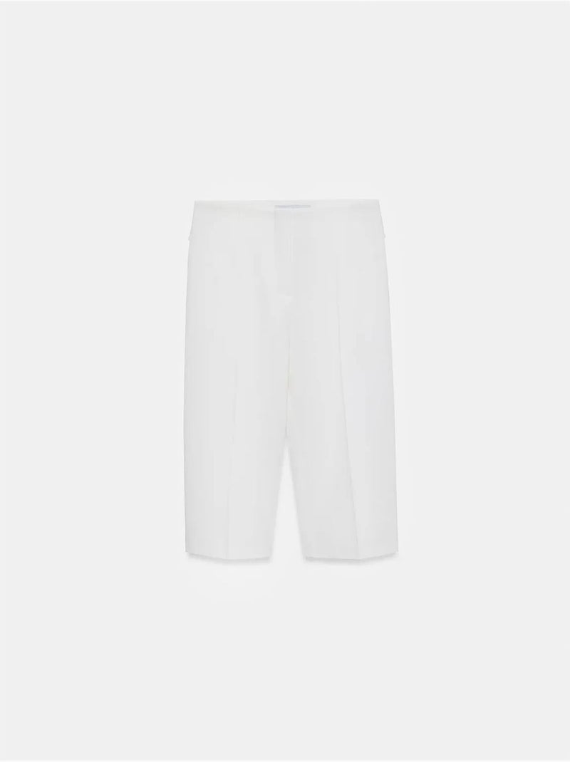 DILVIN Short Capri Droit Taille Haute Avec Fente Blanc - Kiabi