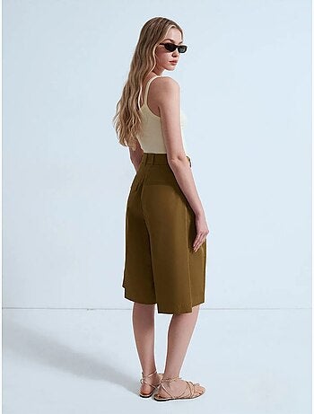 DILVIN Short Capri En Popeline De Coton À Taille Haute