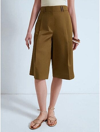 DILVIN Short Capri En Popeline De Coton À Taille Haute