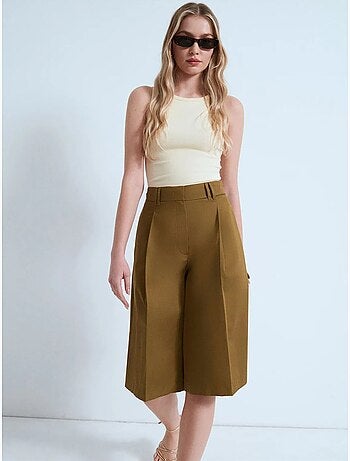 DILVIN Short Capri En Popeline De Coton À Taille Haute