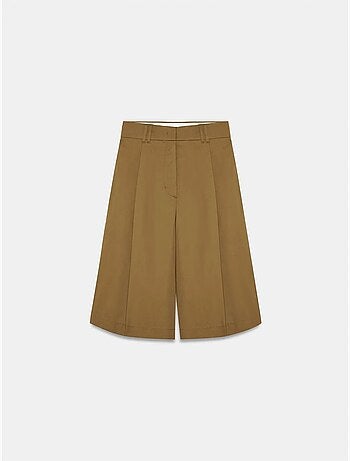 DILVIN Short Capri En Popeline De Coton À Taille Haute