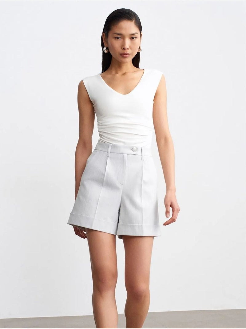 DILVIN Short Droit Taille Haute Blanc cassé - Kiabi