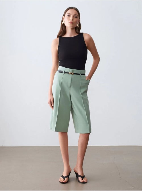 DILVIN Short En Crêpe À Taille Haute Et Ceinture - Kiabi