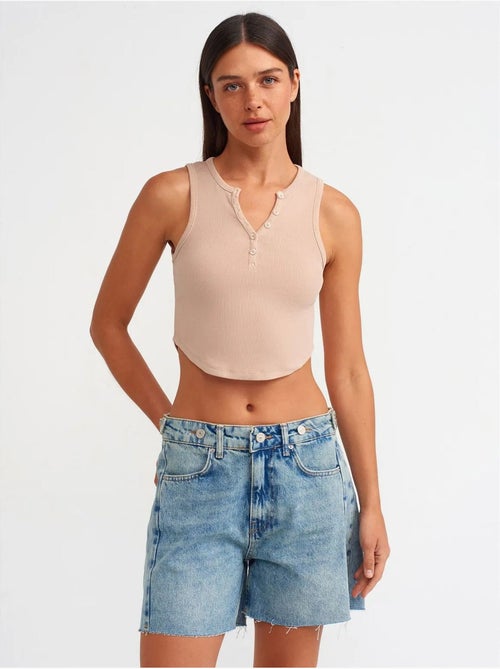 DILVIN Short En Denim À Taille Haute Et Jambe Large - Kiabi DILVIN Short En Denim À Taille Haute Et Jambe Large - Kiabi