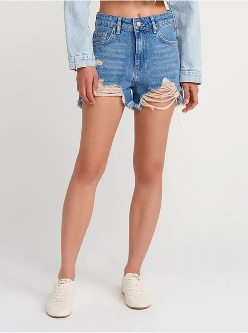 DILVIN Short En Denim À Taille Haute Pour Femme - Kiabi DILVIN Short En Denim À Taille Haute Pour Femme - Kiabi