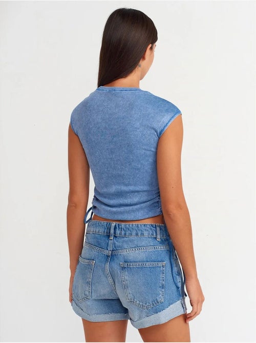 DILVIN Short En Denim De Coton Taille Haute - Kiabi DILVIN Short En Denim De Coton Taille Haute - Kiabi