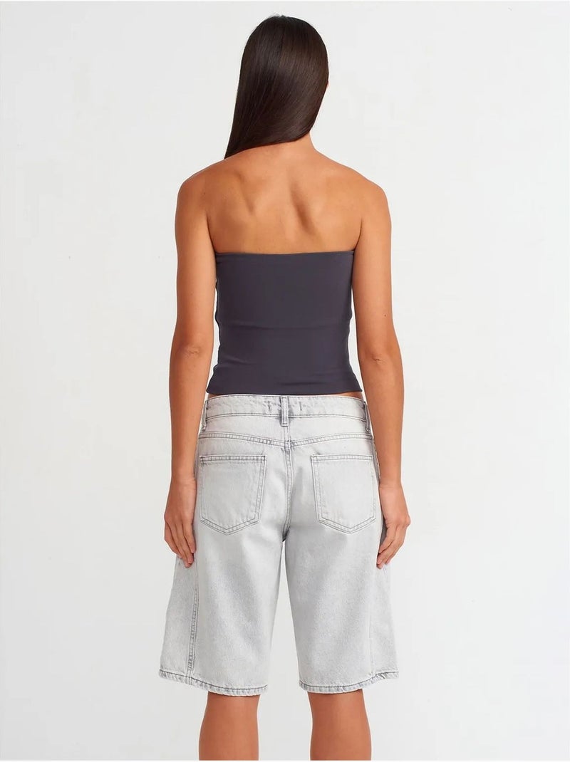 DILVIN Short En Denim Femme, Taille Mi-haute, Jambe Large Bleu clair - Kiabi