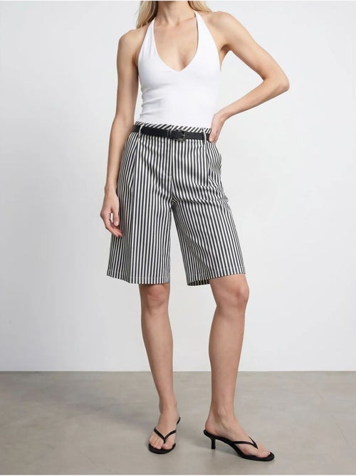 DILVIN Short Femme Taille Haute À Rayures Avec Ceinture - Kiabi DILVIN Short Femme Taille Haute À Rayures Avec Ceinture - Kiabi