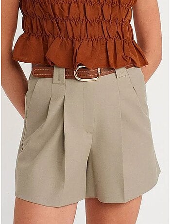DILVIN Short Femme Taille Haute Avec Ceinture