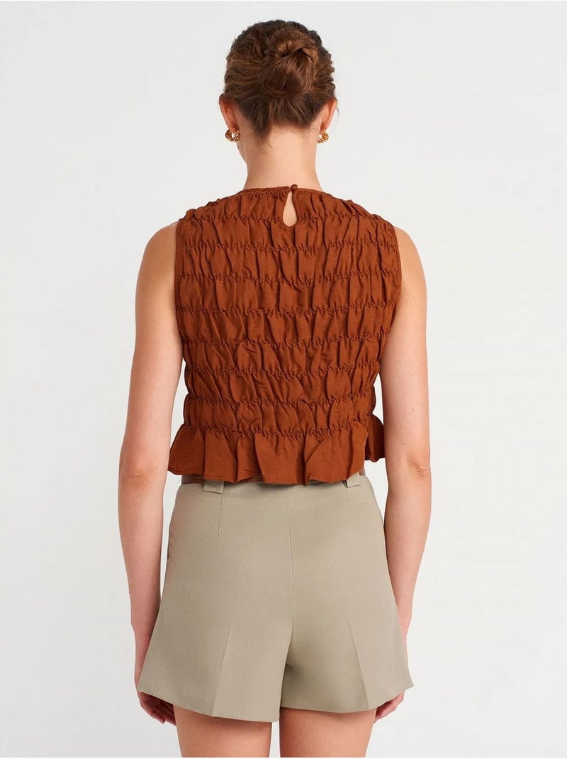 DILVIN Short Femme Taille Haute Avec Ceinture Beige - Kiabi
