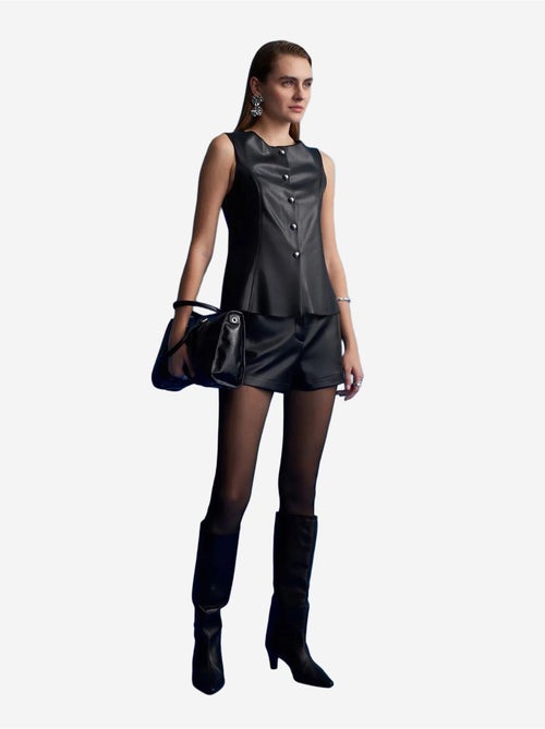 DILVIN Short Mini En Simili Cuir, Taille Mi-haute - Kiabi