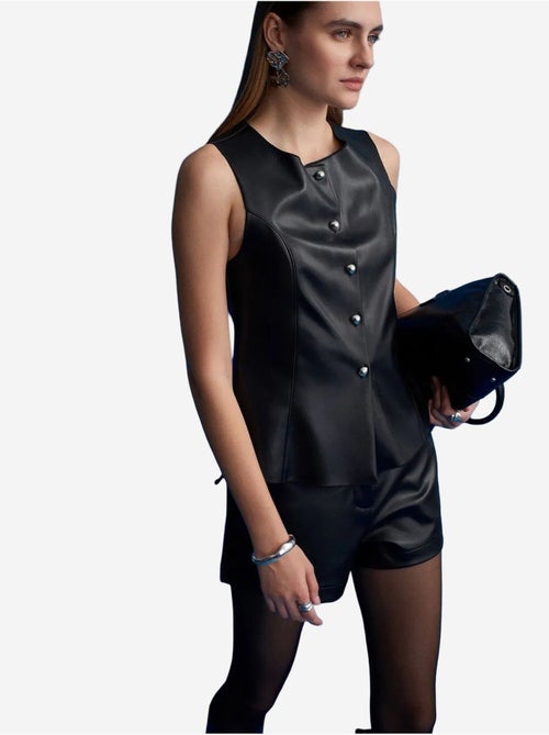 DILVIN Short Mini En Simili Cuir, Taille Mi-haute - Kiabi