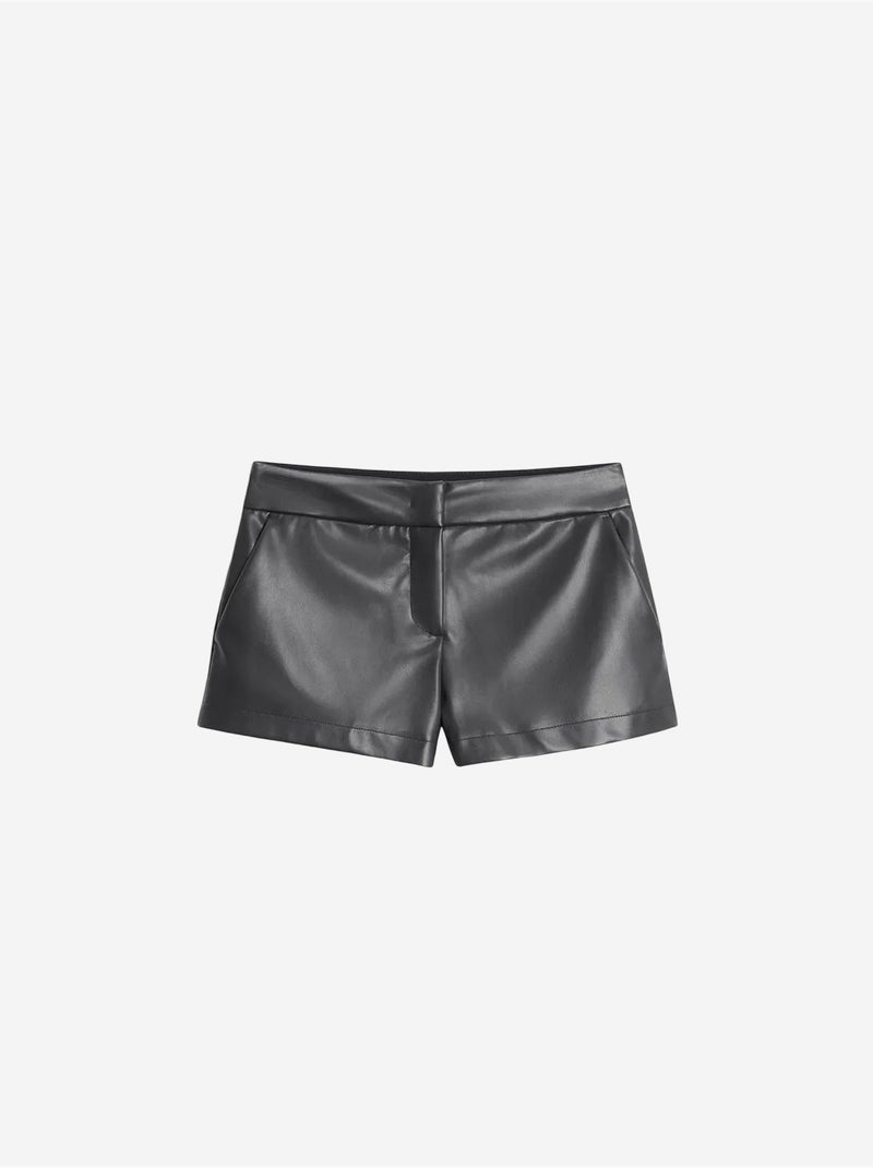 DILVIN Short Mini En Simili Cuir, Taille Mi-haute Noir - Kiabi