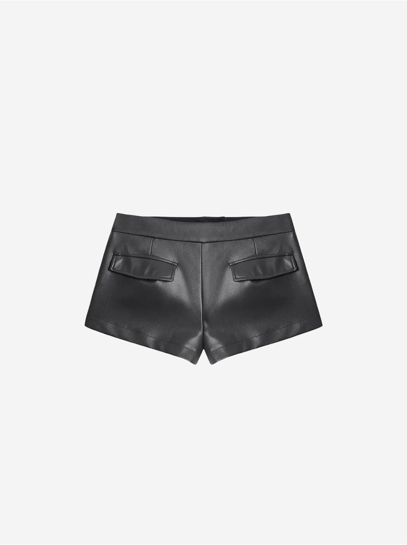 DILVIN Short Mini En Simili Cuir, Taille Mi-haute Noir - Kiabi
